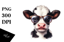 Graceful Baby Cow with Sunglasses PNG Product Image 1