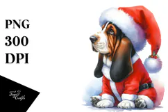 Colorful Basset Hound with Christmas Decor, High-Res PNG Product Image 1