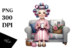 Elderly Lady Watercolor Clipart Product Image 1
