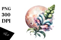 Watercolor Glossy Snapdragon | Shiny Material | Round Wood Product Image 3