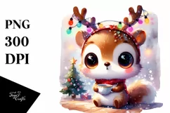 Cheerful Squirrel with Reindeer Horns PNG Product Image 1