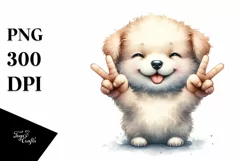 Funny Cute Puppy Smiling with Victory Sign Product Image 3