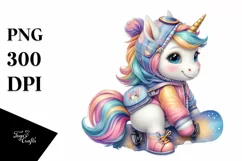 Baby Unicorn with Snowboard, Transparent PNG Product Image 3