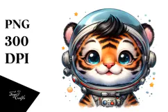 Energetic Baby Tiger with an Astronaut Helmet Product Image 1