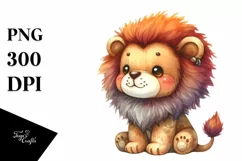 Vibrant Watercolor Colorful Brownish Plush Lion | Clipart Product Image 3