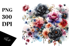 Colorful Black Rose PNG with Small Black Roses Product Image 1