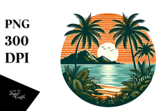 Vintage Tropical Island Sunset, 20 oz Tumbler PNG Product Image 1