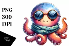 Funny Cute Octopus Portrait Smiling with Scarf and Product Image 3