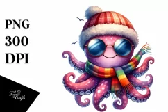 Funny Cute Octopus Portrait Smiling with Scarf and Product Image 3