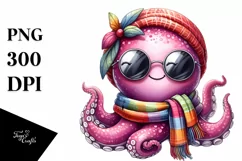 Funny Cute Octopus Portrait Smiling with Scarf and Product Image 3