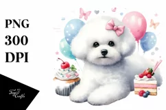 Cute Pet Bichon Frise Watercolor | Sublimation Clipart Product Image 3