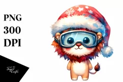 Cool Lion in Santa Hat PNG Product Image 3