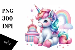 Baby Unicorn on Stage, Vibrant PNG Product Image 1