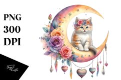 Colorful Pastel Cute Boho Kitten, PNG Product Image 1