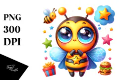 Colorful Baby Bee Dreaming PNG Product Image 1