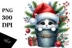 Whimsical Cat in Bucket, High-Res PNG Product Image 1