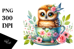Vibrant Teacup Owl Clipart Product Image 1
