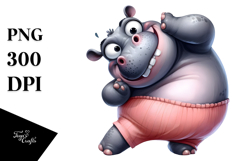 Silly Cartoon Hippo PNG Product Image 1