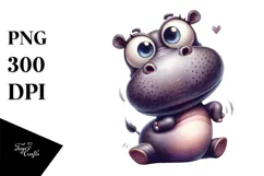 Whimsical Cartoon Hippo with Silly Smirk Product Image 1