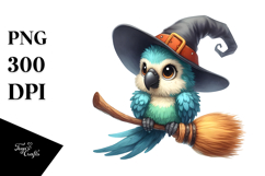 Funny Macaw Baby Witch Clipart Product Image 1
