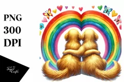 Golden Retriever with Rainbow PNG Product Image 1