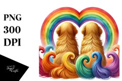Golden Retriever with Rainbow PNG Product Image 1