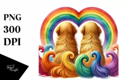 Golden Retriever with Rainbow PNG Product Image 1