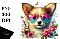 Puppy with Victory Sign PNG Product Image 1