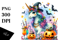 Dressed Unicorn Halloween Vibrant Sublimation Clipart Product Image 1