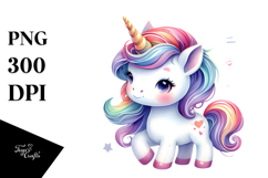 Vibrant Cute Baby Unicorn | | Watercolor Clipart Product Image 1