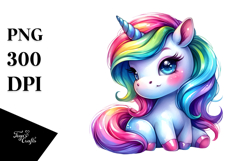 Vibrant Cute Baby Unicorn | | Watercolor Clipart Product Image 1