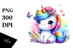 Vibrant Cute Baby Unicorn | | Watercolor Clipart Product Image 3