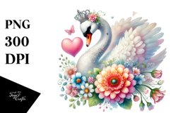 Colorful Pastel Swan on Flower PNG Product Image 1