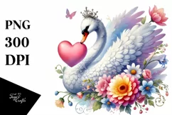 Colorful Pastel Swan on Flower PNG Product Image 1