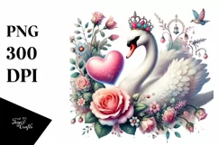 Colorful Pastel Swan on Flower PNG Product Image 1