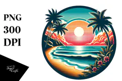 Retro Tropical Beach Sunset, 20 oz Tumbler Product Image 1