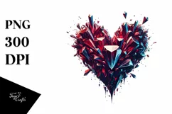 Broken Diamond Heart Digital Painting PNG Product Image 1