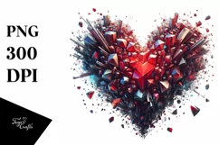 Broken Diamond Heart Digital Painting PNG Product Image 1