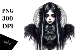 Detailed Watercolor Gothic Girl PNG Product Image 1