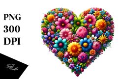 Colorful Heart with Spring Flowers PNG Product Image 1