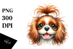 Colorful Baby Cute Cavalier King Charles Spaniel, PNG Product Image 1