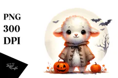 Cute Baby Lamb on Star Halloween PNG Product Image 1