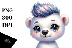 Cute Baby Polar Bear, Watercolor Image Product Image 1