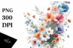 Colorful Wild Flowers | Small Bright Watercolor Clipart Product Image 3