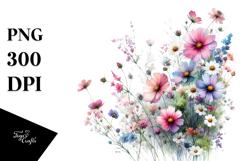 Colorful Wild Flowers | Small Bright Watercolor Clipart Product Image 1