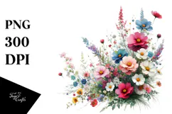 Colorful Wild Flowers | Small Bright Watercolor Clipart Product Image 1