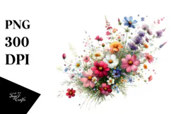 Colorful Wild Flowers | Small Bright Watercolor Clipart Product Image 1