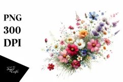Colorful Wild Flowers | Small Bright Watercolor Clipart Product Image 3