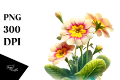 Primrose with Watercolor Splash, PNG Product Image 1