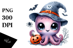 Energetic Baby Octopus for Halloween, PNG Product Image 1